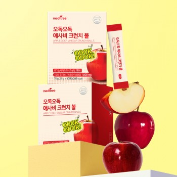 [메디트리] 씹어먹는 오독오독 사과초모식초 애사비 크런치 볼 2.5g X 30포
