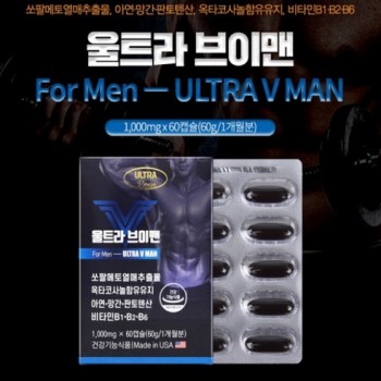 울트라 브이맨 쏘팔메토 열매 추출물 옥타코사놀 아연 전립선 영양제 미국산 60정, 60정, 4개