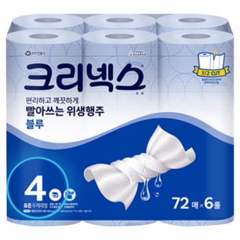 크리넥스 빨아쓰는 위생행주 블루, 72매,