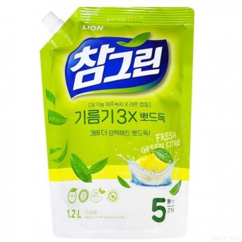 참그린 레몬 녹차 뽀드득 어드밴스 주방세제 리필, 1.2L,