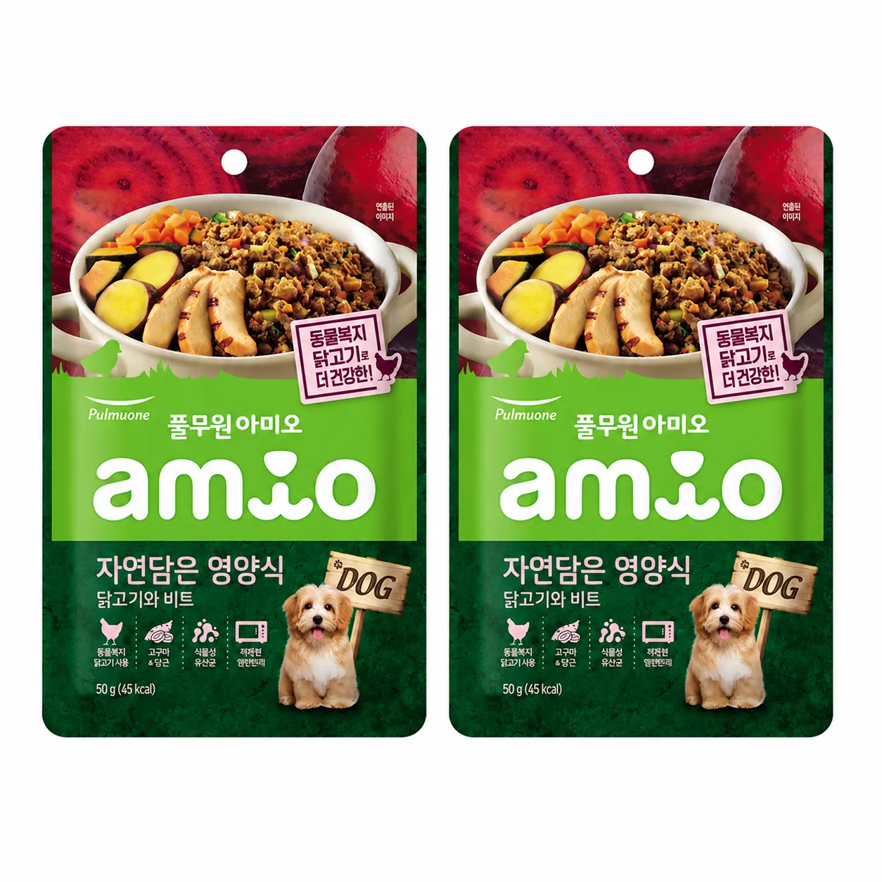 풀무원아미오 전연령 강아지 자연담은 영양식 습식사료 50g