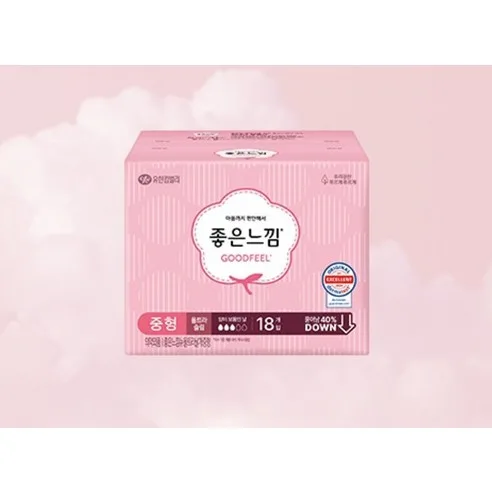 좋은느낌 울트라 슬림 생리대 날개형, 중형, 18개