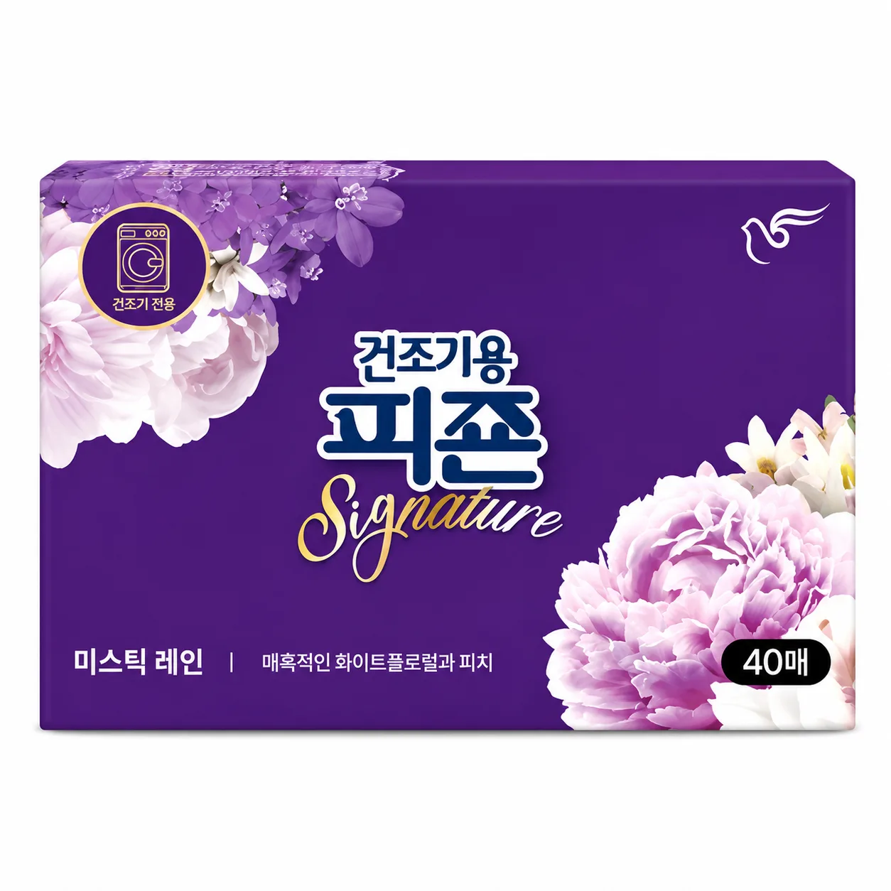 피죤 시그니처 건조기용 섬유유연제 시트 미스틱 레인향 본품, 40개입