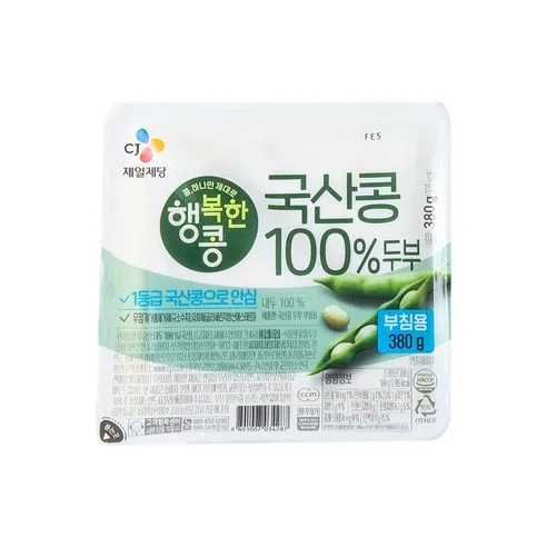 행복한콩 국산콩100% 두부 부침용 380g, 1개