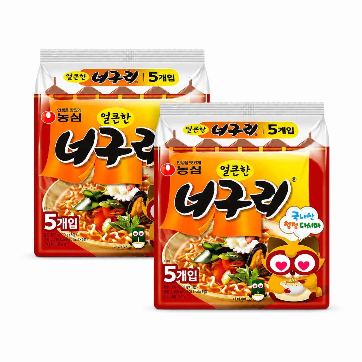 농심 너구리 얼큰한맛 120g, 10개