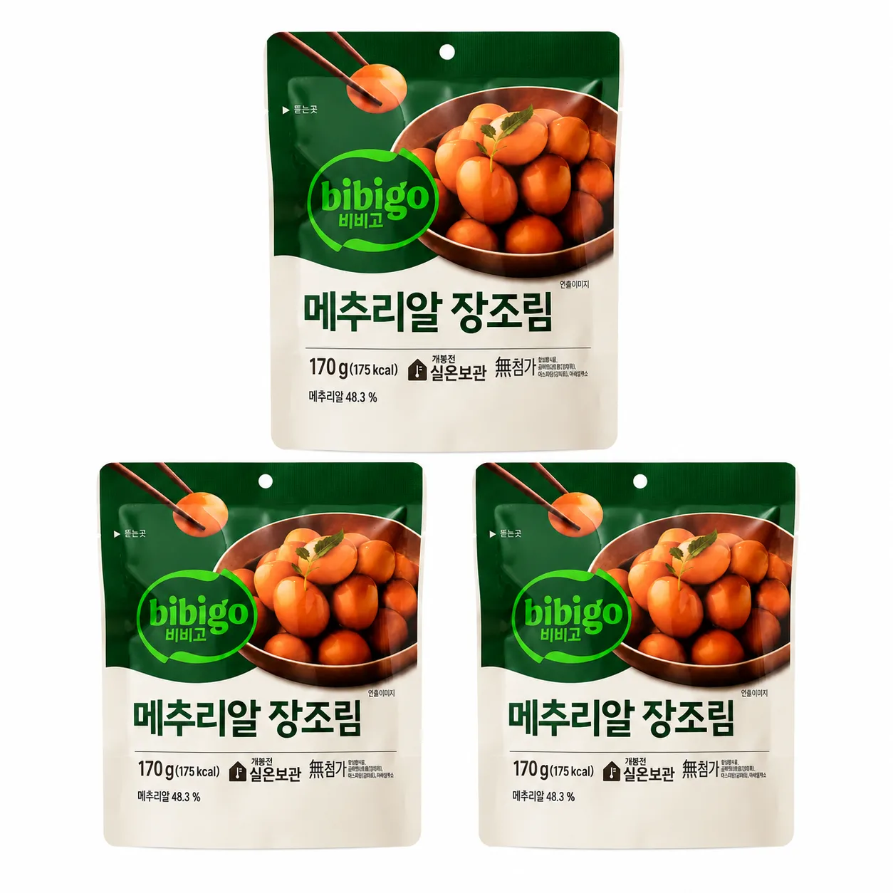 비비고 메추리알 장조림 170g, 3개