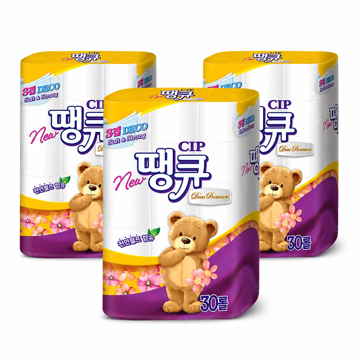 New 땡큐 두루마리 화장지 15m 30롤,3개