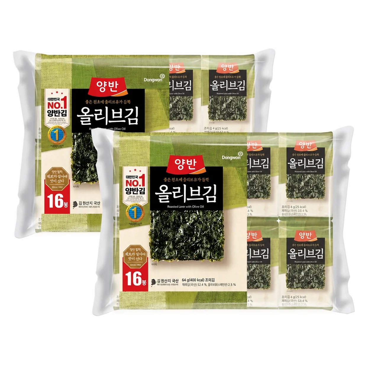 동원 양반 올리브김 식탁김 4g x 16봉, 2개