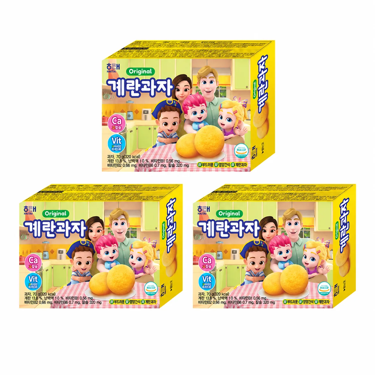 해태 계란과자 베베핀 70g, 3개