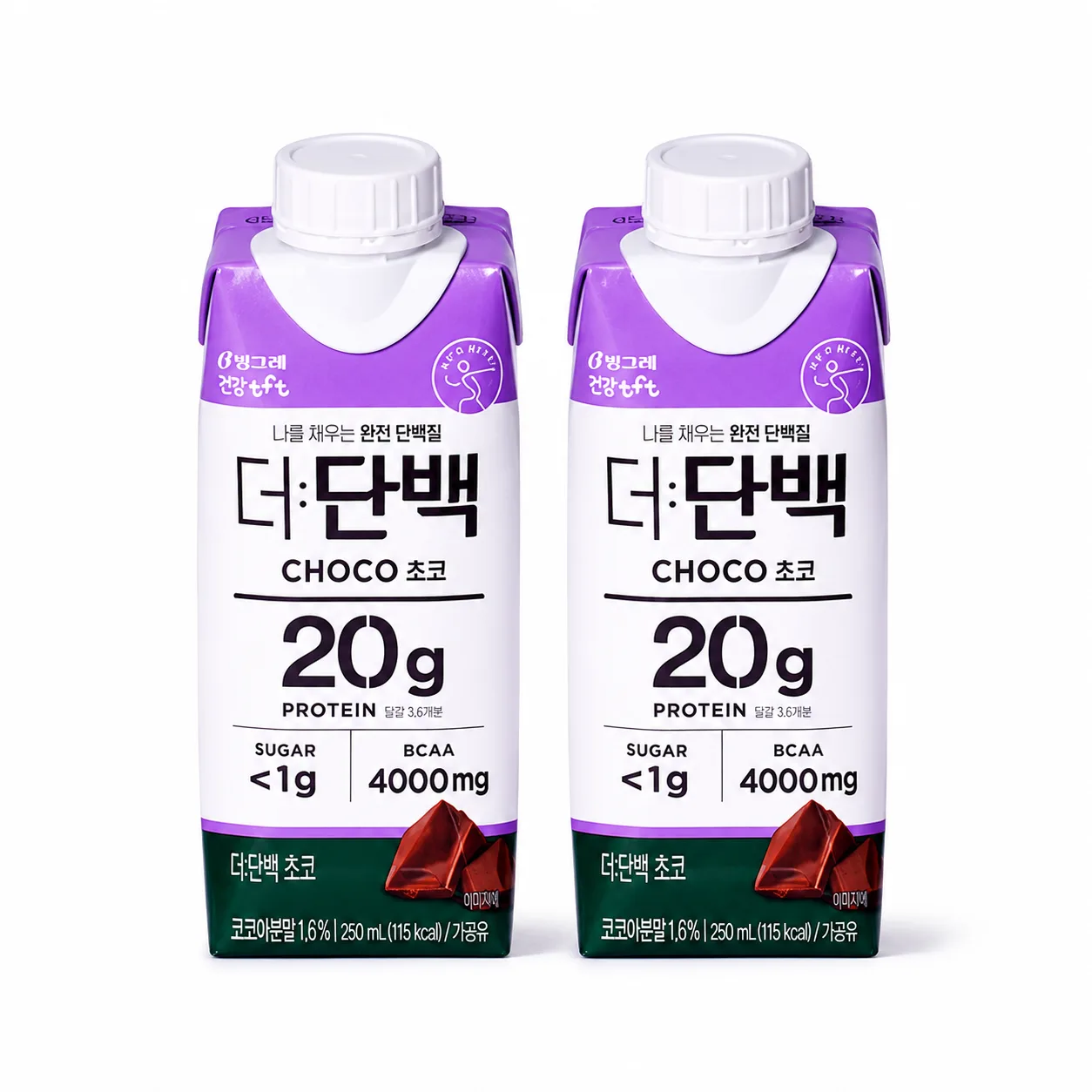 빙그레 더단백드링크 초코 250ml, 2개