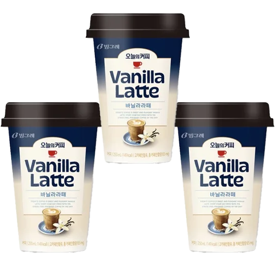 빙그레 오늘의커피 바닐라라떼 250ml, 3개