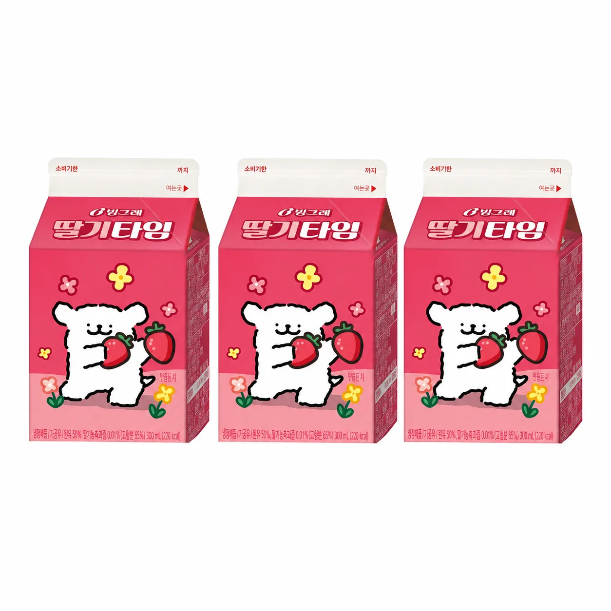 빙그레 딸기타임 200ml 3개